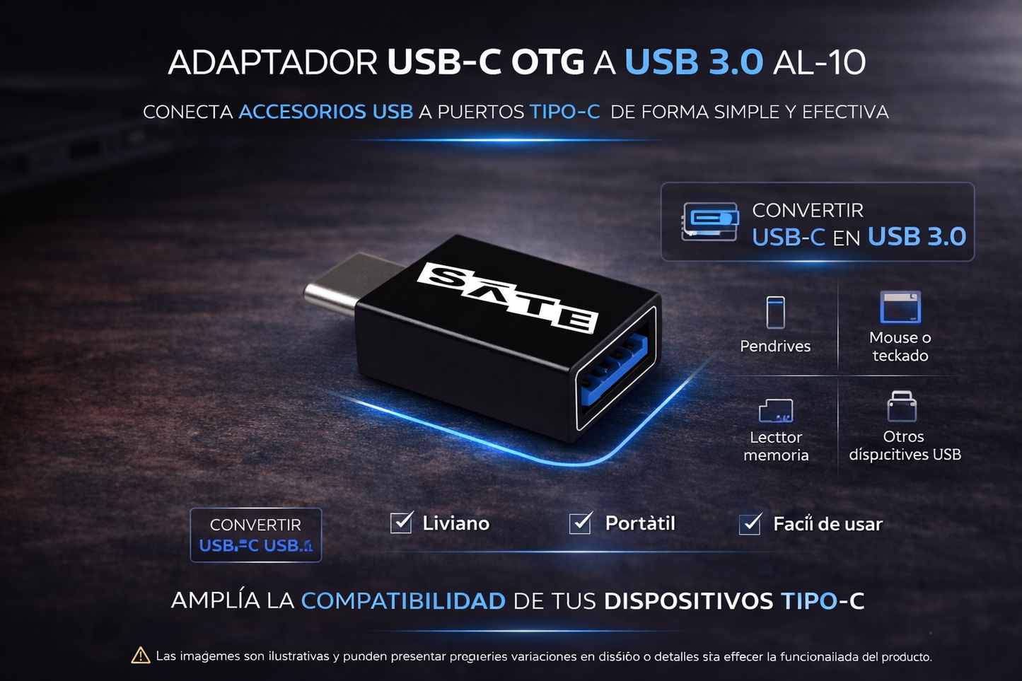 Adaptador USB-C OTG P/ USB 3.0 AL-1O