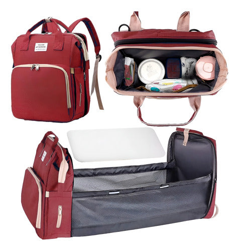 Mochila Pañalera 3 en 1: Mochila, Cuna y Cambiador – ¡Práctica y Portátil!