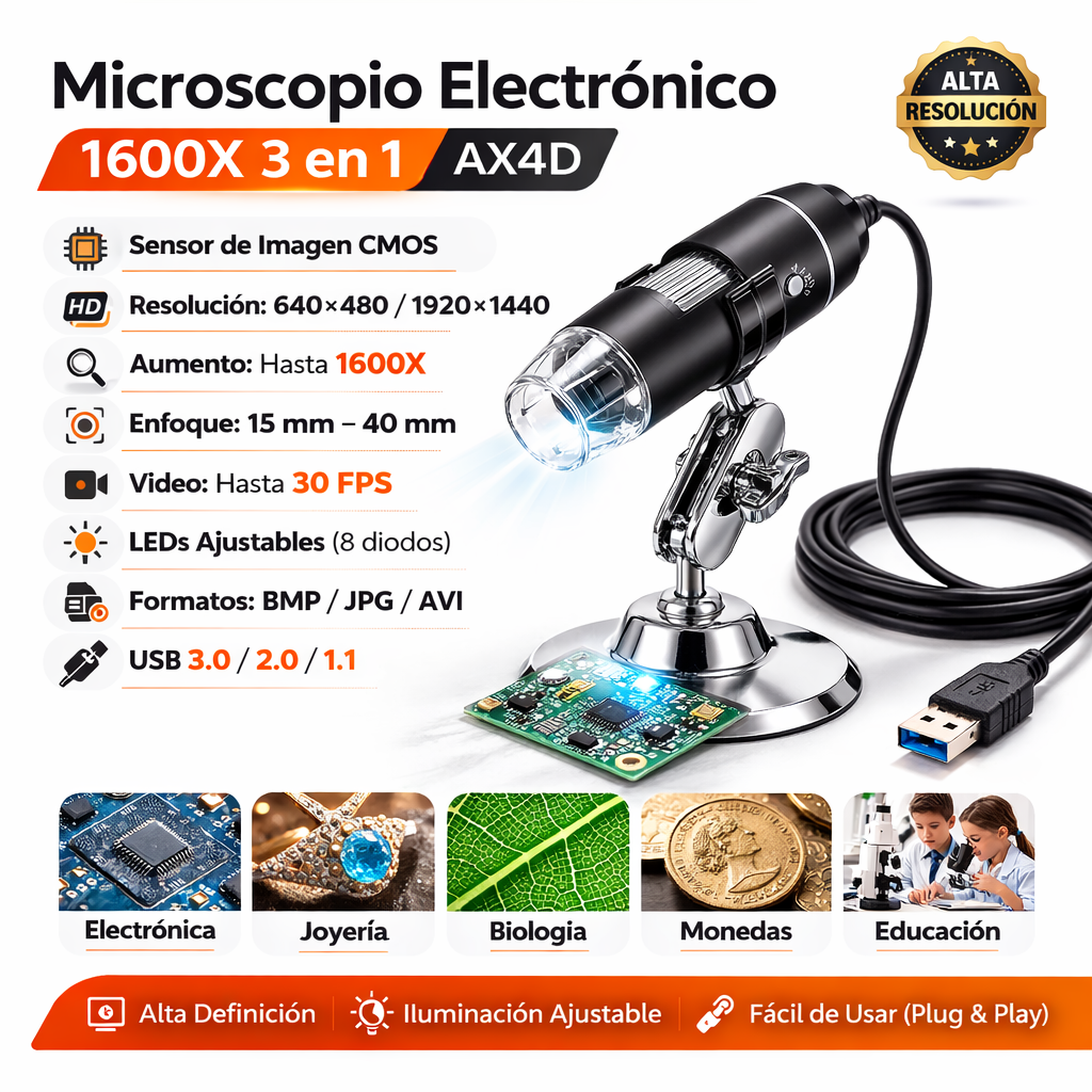 Microscopio Electronico 1600X 3*1 AX4D