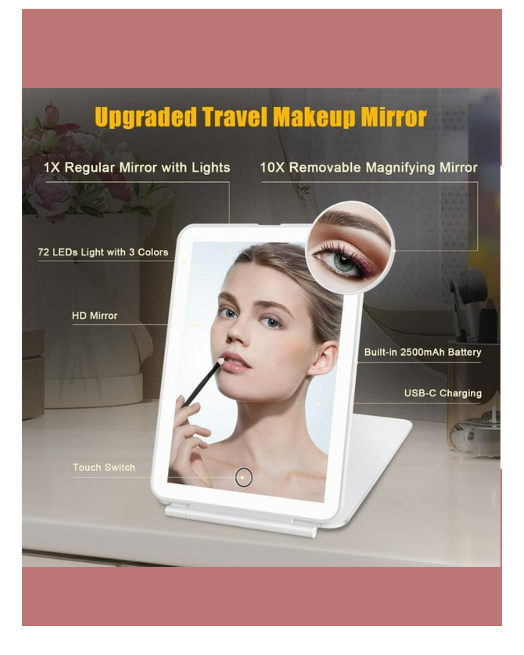 Espejo led de Viaje Tapa Dura ✨