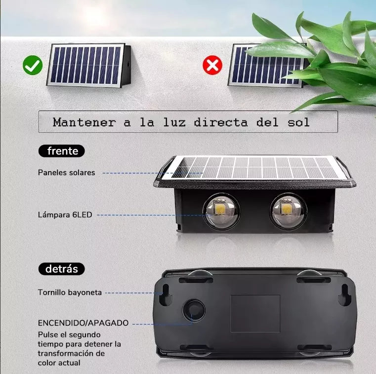 Lámpara solar Bifocal decorativa. 4 LEDS