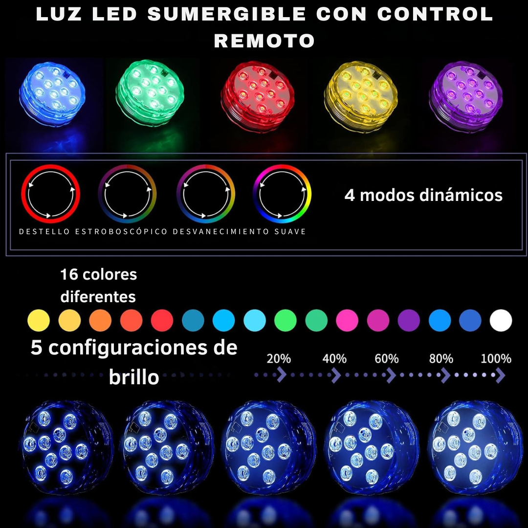 HidroLed™ Luz RGB Sumergible Inalámbrica