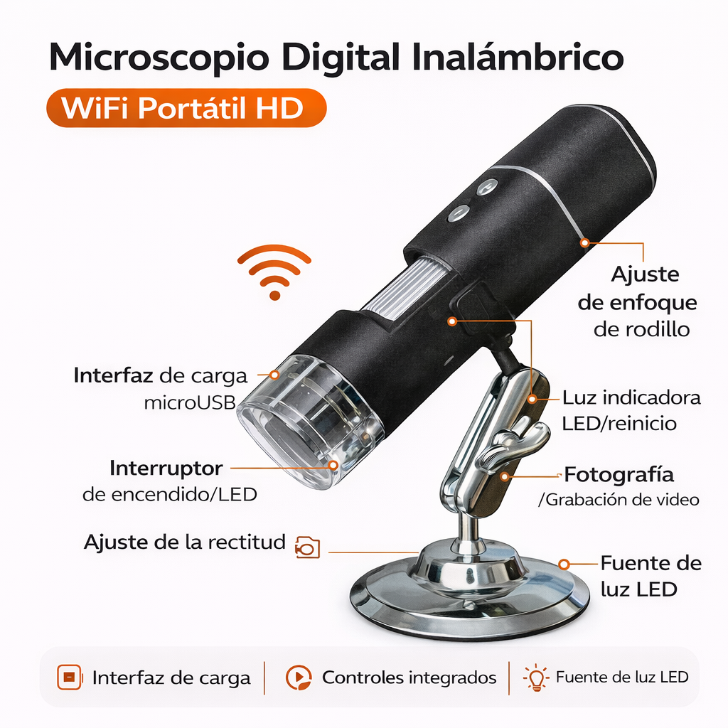 Microscopio Digital Inalámbrico WiFi Portátil HD