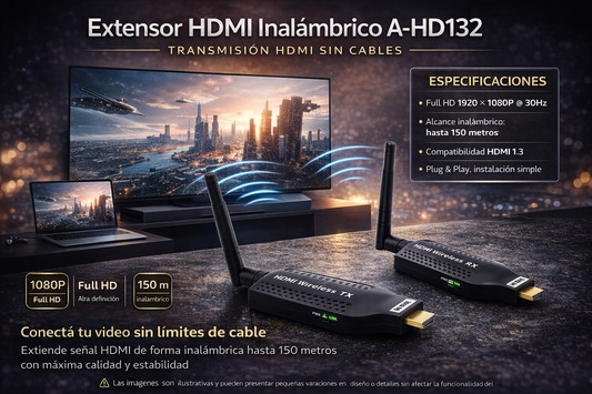 Extensor HDMI Inalámbrico A-HD132 ( receptor y transmisor)