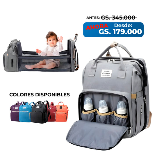 Mochila Pañalera 3 en 1: Mochila, Cuna y Cambiador – ¡Práctica y Portátil!