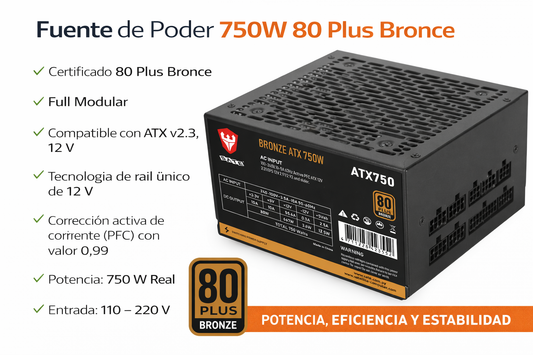 Fuente de Poder 750W 80 Plus Bronce
