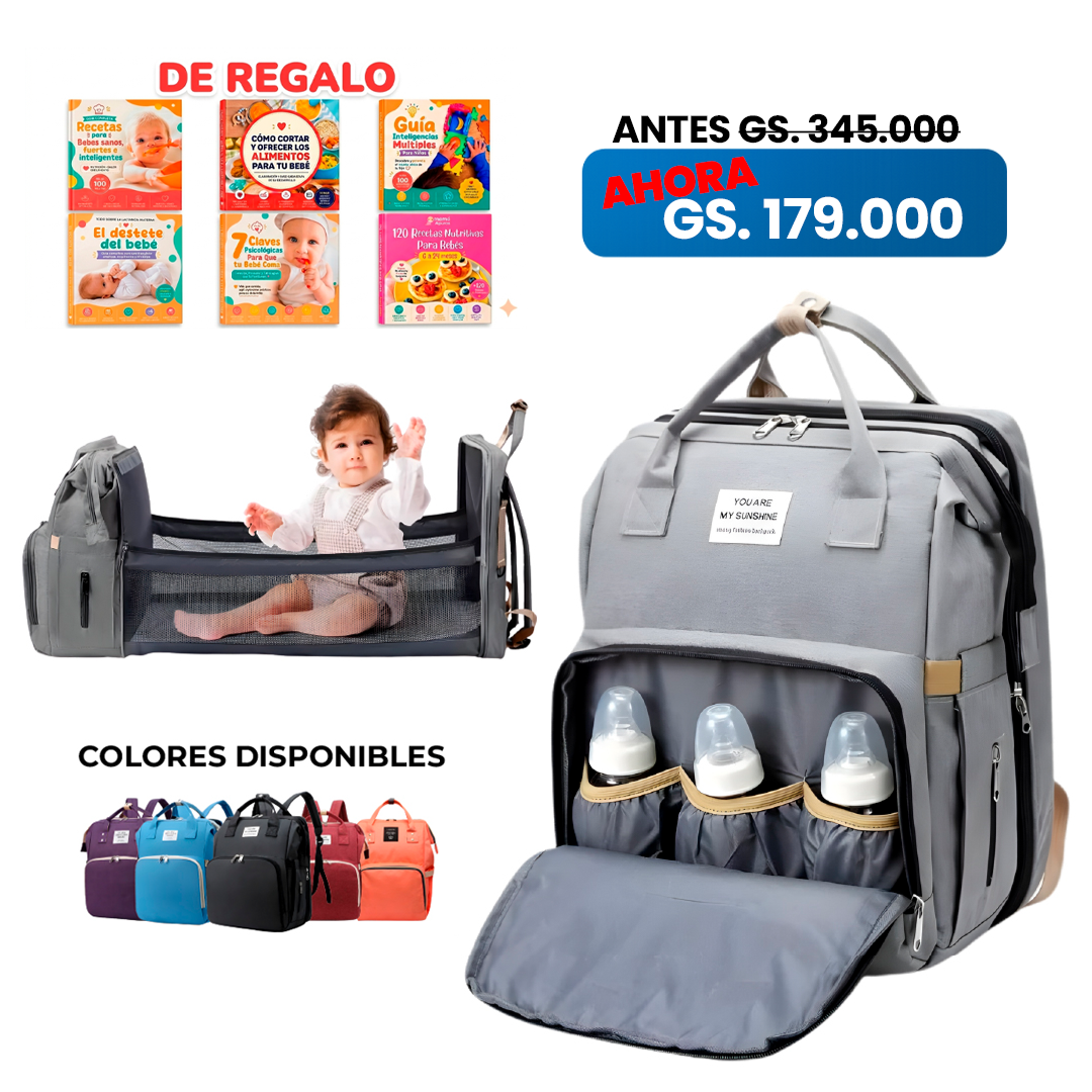 Mochila Pañalera 3 en 1: Mochila, Cuna y Cambiador