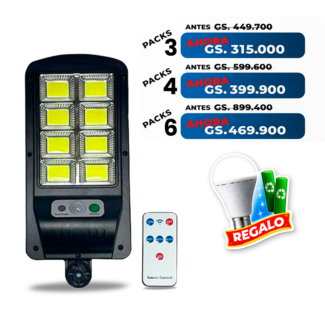 Reflector Solar Led de Exterior Con Sensor De Movimiento + Control Remoto. Jt400