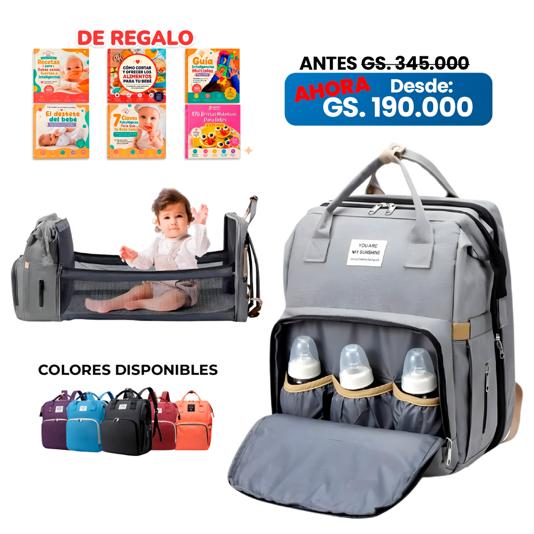 Mochila Pañalera 3 en 1: Mochila, Cuna y Cambiador