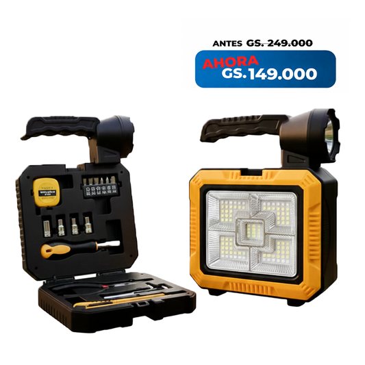 SolarBox Pro - Linterna Solar De emergencia con Herramientas.