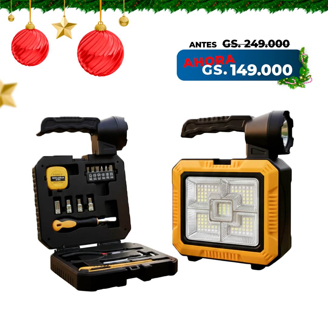 SolarBox Pro - Linterna Solar De emergencia con Herramientas.