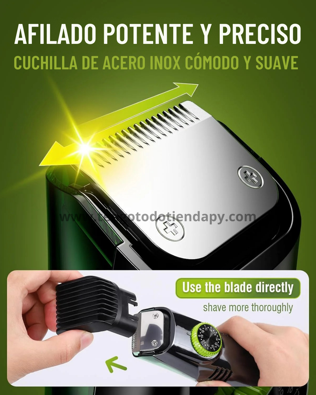 Turbo Blade Pro®. Rasuradora 2 en 1. Corta y Aspira.
