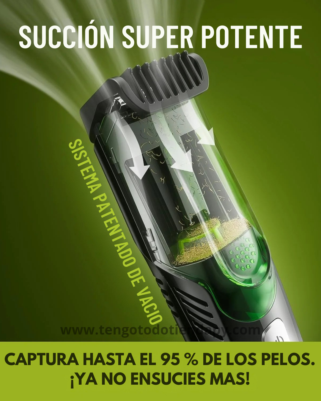 Turbo Blade Pro®. Rasuradora 2 en 1. Corta y Aspira.