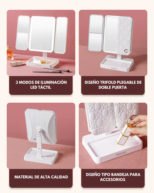 Espejo LED Trifold - ¡Tu Belleza en Detalle!