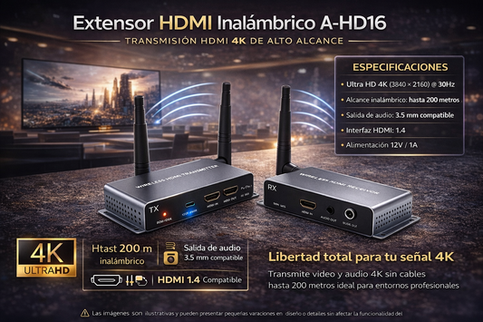 Extensor HDMI Inalámbrico A-HD16 (RX/TX)