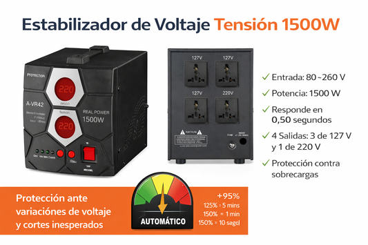 Estabilizador de Voltaje Tensión 1500W A-VR42