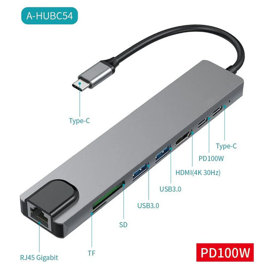 Hub Adaptador A-HUBC54 8in1 Type C